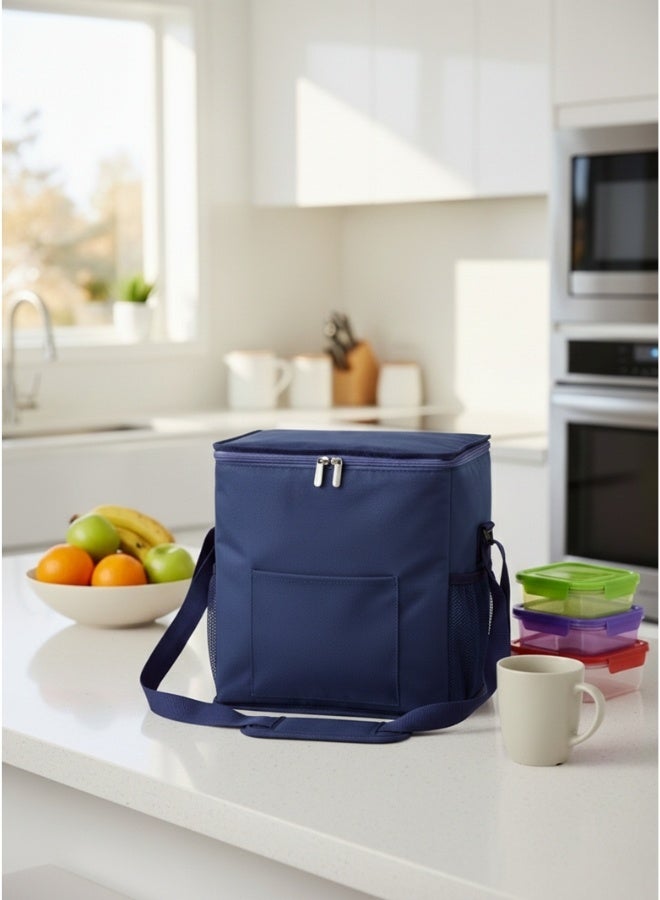 هابي هوم حقيبة تبريد معزولة بسعة 16 لتر – حقيبة غداء حرارية من مادة الجينز مع بطانة ألمنيوم لحفظ الطعام والمشروبات، حقيبة تبريد خفيفة وعملية مع مقبض، مثالية للنزهات، السفر، التسوق، المدرسة أو الأنشطة الخارجية، تحافظ على وجباتك ومشروباتك باردة، حقيبة حرارية أنيقة - Image 4